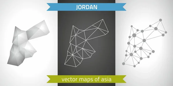 Иорданский Набор Серых Серебряных Мозаичных Полигональных Карт Графические Векторные Геометрические — стоковый вектор