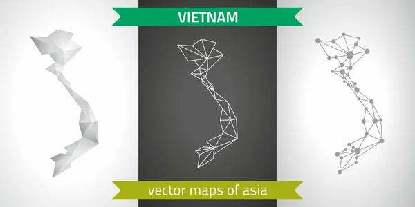 Vietnam Gyűjteménye Vector Design Modern Térképek Szürke Fekete Ezüst Pont — Stock Vector