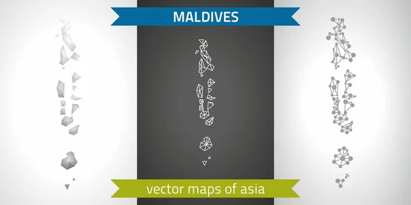 Maldivas Colección Mapas Modernos Diseño Vectorial Gris Negro Plata Punto — Vector de stock