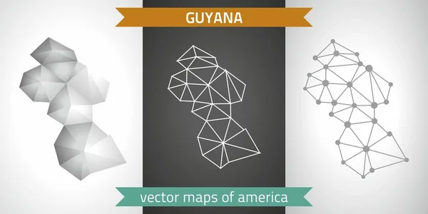 Guyana Collection Vector Design Modern Maps Gray Black Silver Dot — Stock Vector