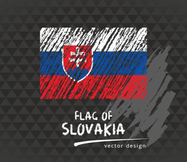 Slovakya bayrağı, vektör kroki elle çizilmiş çizim karanlık grunge kağıt üzerinde