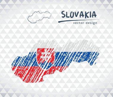 Slovakya kroki tebeşir beyaz bir arka plan üzerinde izole harita çizim