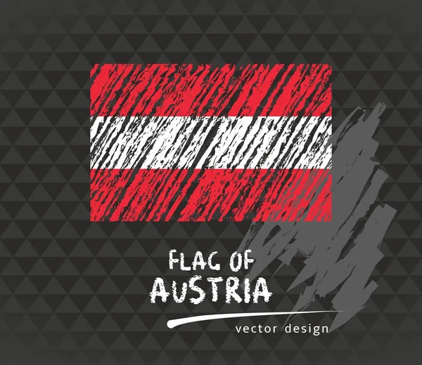 Σημαία Αυστρίας Εικονογράφηση Χέρι Σκίτσο Διάνυσμα Σκούρο Grunge Backgroud — Διανυσματικό Αρχείο