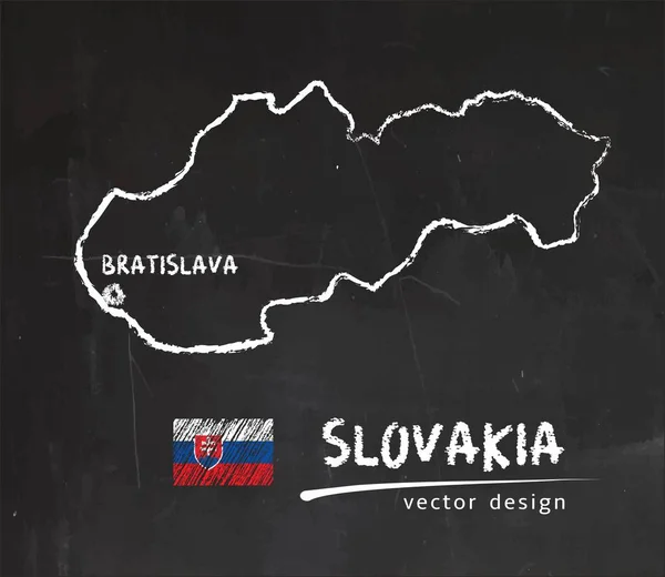 Slovaquie Carte Dessin Vectoriel Sur Tableau Noir — Image vectorielle