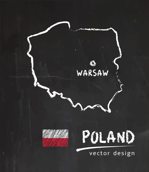 Carte Pologne Craie Croquis Vectoriel Illustration — Image vectorielle