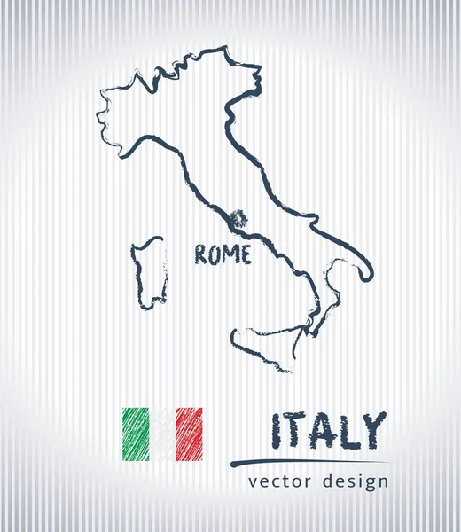 Itália Esboço Giz Desenho Mapa Isolado Sobre Fundo Branco —  Vetores de Stock
