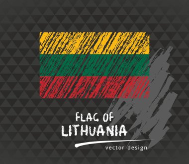 Litvanya, vektör tebeşir çizim siyah arka plan üzerine bayrağı