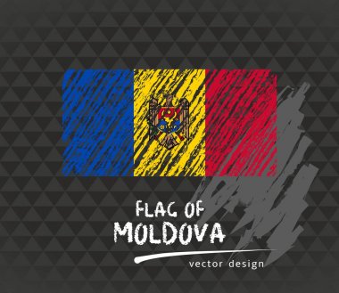 Moldova bayrağı, vektör kroki elle çizilmiş çizim karanlık grunge arka plan üzerinde