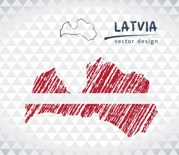 Map of Latvia with hand drawn sketch map inside. Vector illustration