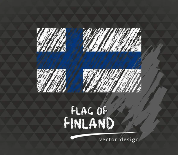 Flag Finland Vector Chalk Illustration Black Background — Stock Vector