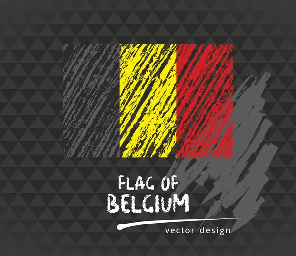 Bélgica Bandeira Desenho Vetorial Ilustração Desenhada Mão Escuro Grunge Backgroud — Vetor de Stock