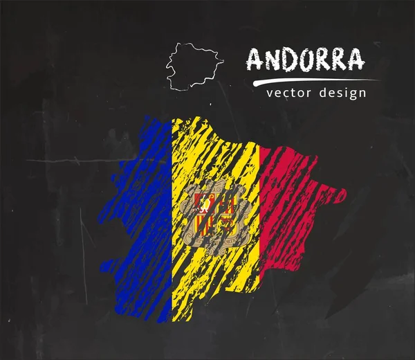 Andorra Mapa Vectorial Nacional Con Bosquejo Bandera Tiza Dibujo Tiza — Archivo Imágenes Vectoriales