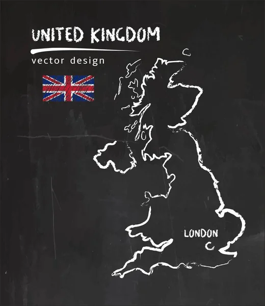 Mapa Grã Bretanha Ilustração Vetor Esboço Giz —  Vetores de Stock