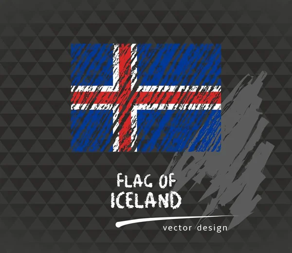 Flaga Islandii Wektor Ilustracja Kreda Czarnym Tle — Wektor stockowy