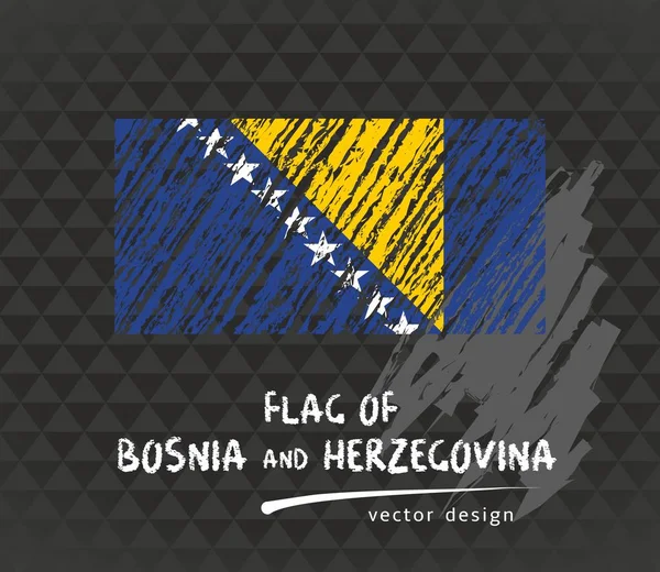 Βοσνία Και Ερζεγοβίνη Σημαία Εικονογράφηση Χέρι Σκίτσο Διάνυσμα Φόντο Σκούρο — Διανυσματικό Αρχείο