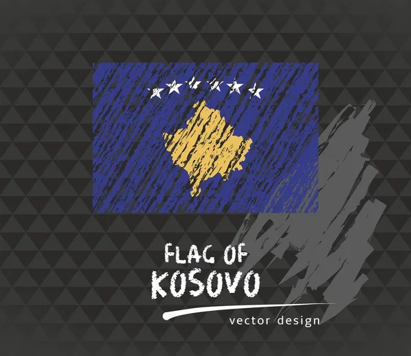 Σημαία Του Κοσσυφοπεδίου Εικονογράφηση Χέρι Σκίτσο Διάνυσμα Φόντο Σκούρο Grunge — Διανυσματικό Αρχείο