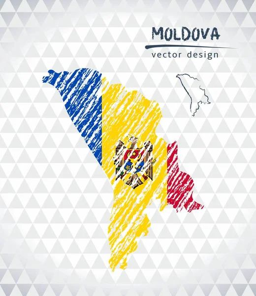 Mapa Moldavia Con Mapa Dibujado Mano Interior Ilustración Vectorial — Vector de stock
