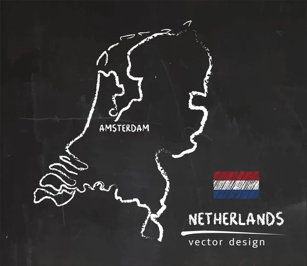 荷兰地图 矢量图画在黑板上 — 图库矢量图片