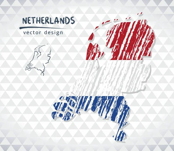 Kaart Van Nederland Met Hand Getrokken Schets Kaart Binnen Vectorillustratie — Stockvector