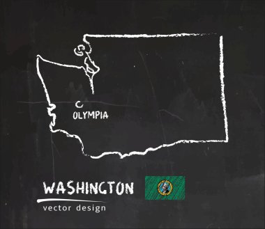 Washington, tebeşir sketch vektör çizim Haritası