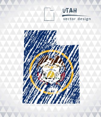 Elle çizilmiş kroki harita içinde harita Utah. Vektör çizim