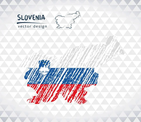 Map of Slovenia with hand drawn sketch map inside. Vector illustration