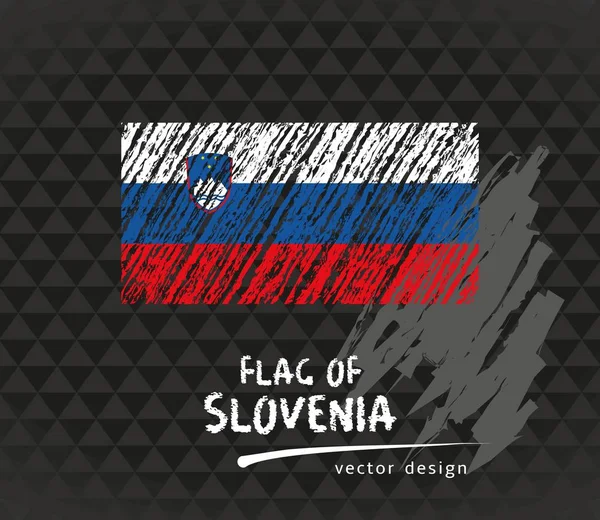 Eslovénia Bandeira Desenho Vetorial Ilustração Desenhada Mão Fundo Escuro Grunge — Vetor de Stock