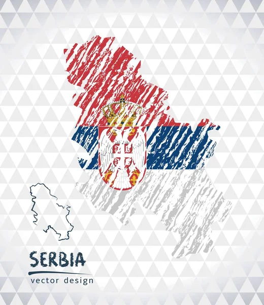 Serbie Carte Vectorielle Avec Drapeau Intérieur Isolé Sur Fond Blanc — Image vectorielle