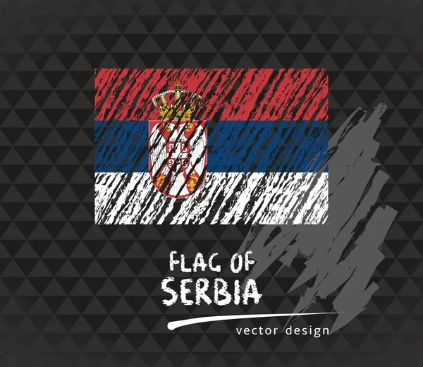 Drapeau Serbie Illustration Vectorielle Craie Sur Fond Noir — Image vectorielle