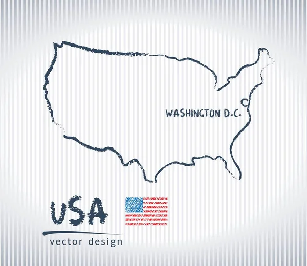 Carte Craie Vectorielle Des États Unis Amérique Isolée Sur Fond — Image vectorielle