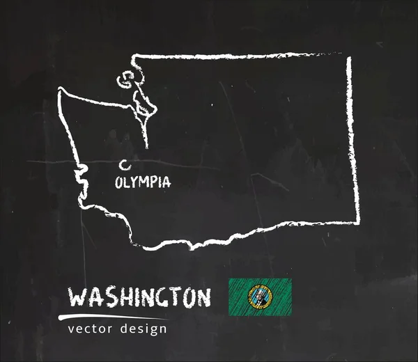 Washington, tebeşir sketch vektör çizim Haritası