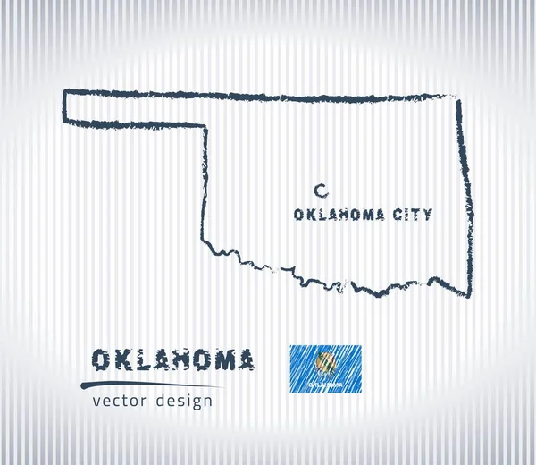 Oklahoma Vector Krijt Tekening Kaart Geïsoleerd Een Witte Achtergrond — Stockvector