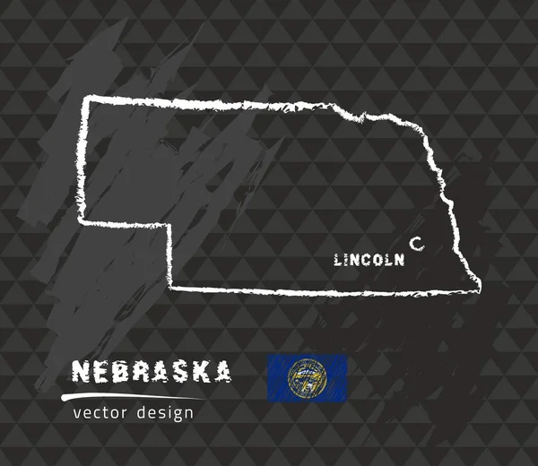 Kaart Van Nebraska Krijt Schets Vectorillustratie — Stockvector