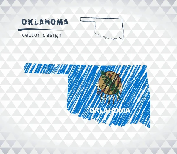 Kaart Van Oklahoma Met Hand Getrokken Schets Pen Kaart Binnen — Stockvector