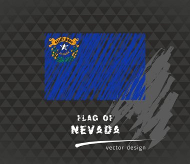Nevada bayrak, vektör kroki elle çizilmiş çizim karanlık grunge arka plan üzerinde