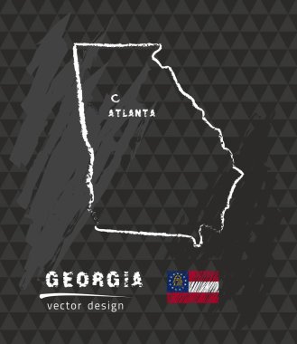 Georgia harita, siyah arka plan üzerine çizim vektör kalem