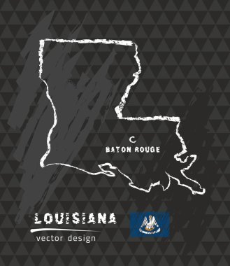 Louisiana, tebeşir sketch vektör çizim Haritası