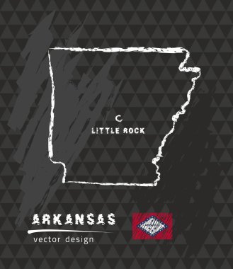 Arkansas harita, siyah arka plan üzerine çizim vektör kalem