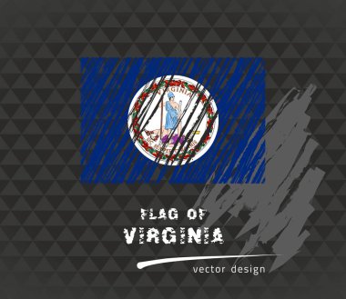 Virginia, vektör kalem çizim siyah arka plan üzerine bayrağı