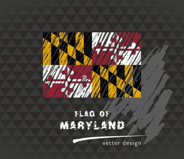 Maryland, vektör kalem çizim siyah arka plan üzerine bayrağı