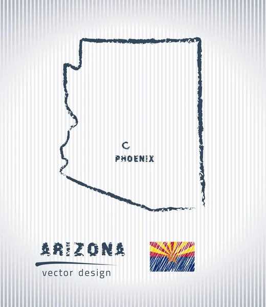 Arizona Ulusal vektör harita beyaz arka plan üzerinde çizim