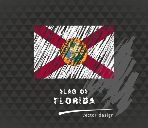フロリダ州の旗 ベクター スケッチ暗いグランジ背景の手描きイラスト — ストックベクタ