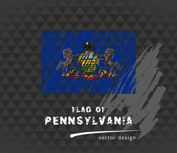Pennsylvania, vektör kalem çizim siyah arka plan üzerine bayrağı