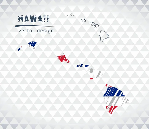 Mapa Vetorial Havaiano Com Bandeira Interior Isolada Sobre Fundo Branco —  Vetores de Stock