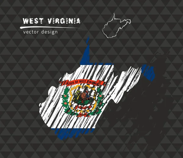 Carte Vectorielle Nationale Virginie Occidentale Avec Croquis Drapeau Craie Croquis — Image vectorielle