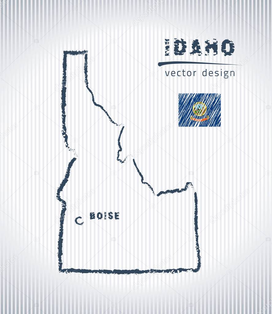 Idaho vector chalk drawing map isolated on a white background