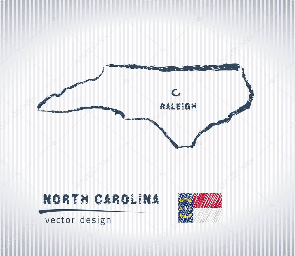 North Carolina national vector drawing map on white background