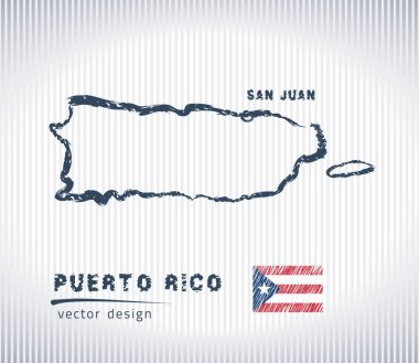 Porto Riko vektör tebeşir beyaz bir arka plan üzerinde izole harita çizim