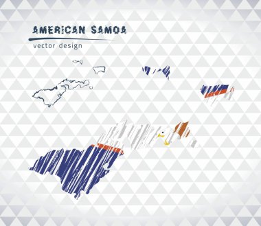 Amerikan Samoası Haritası ile elle çizilmiş kroki kalem harita içinde. Vektör çizim