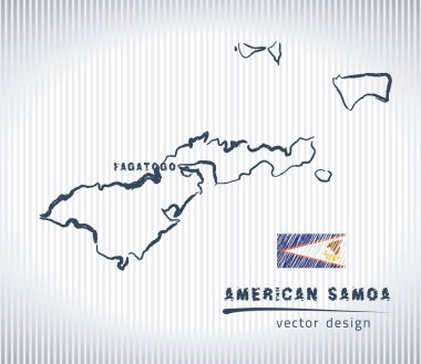 Amerikan Samoası vektör tebeşir beyaz bir arka plan üzerinde izole harita çizim